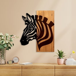 Wallity Zebra v2 Escultura de Pared en Nogal y Negro